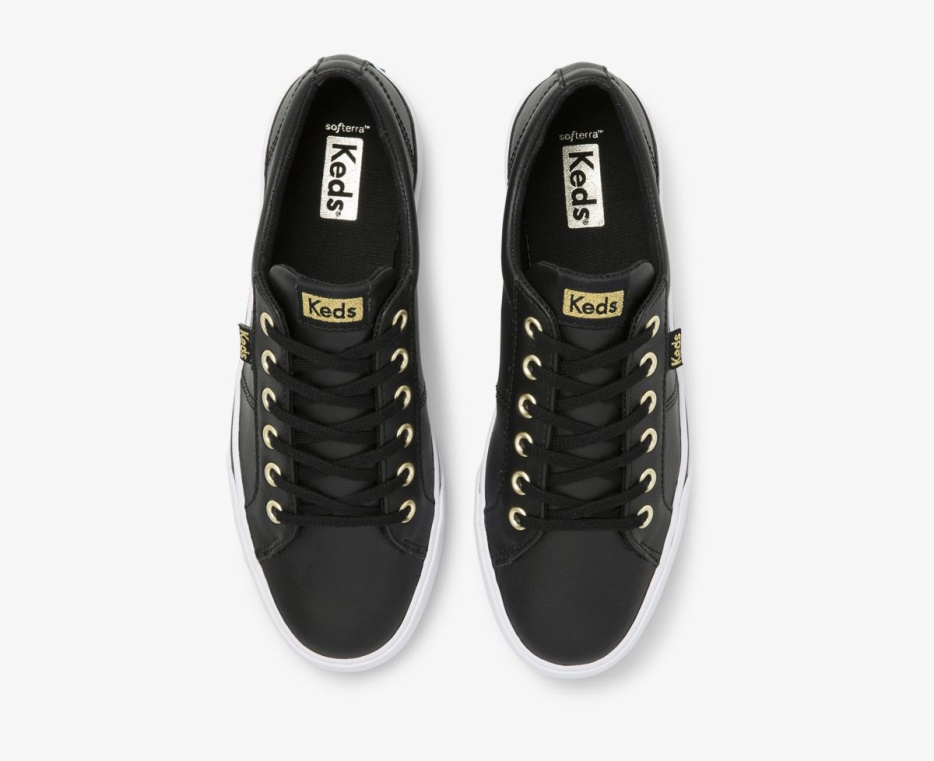 Dames Jump Kick Duo Leer Zwart Keds