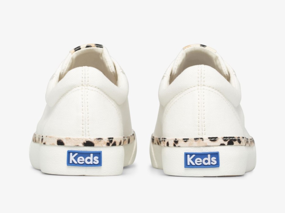 Dames Jump Kick Luipaard Pop Canvas Keds Cream