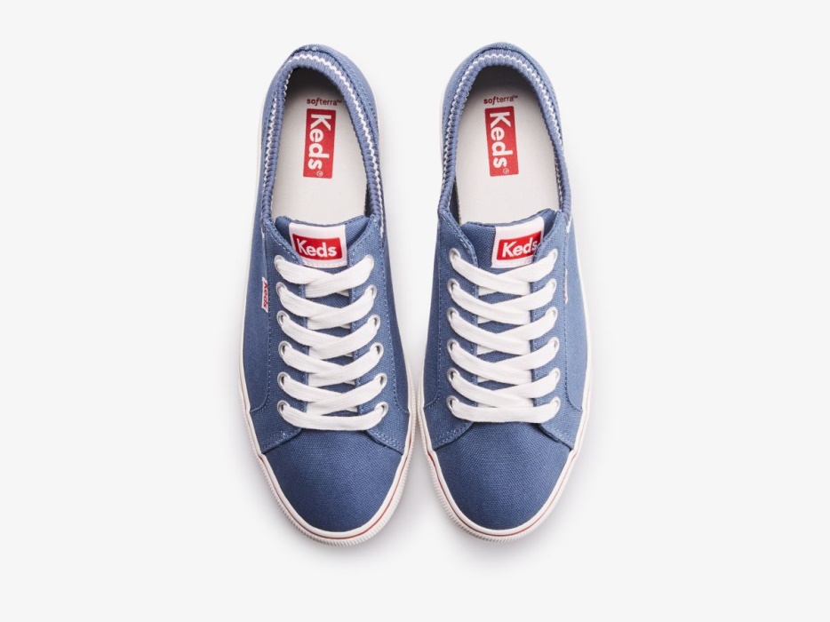 Dames Jump Kick Rib Gebreide Kraag Marine Wit Keds