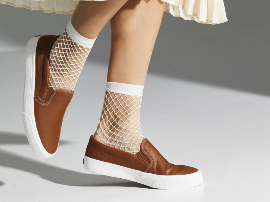 Dames Jump Kick Slip Leer Cognac Keds