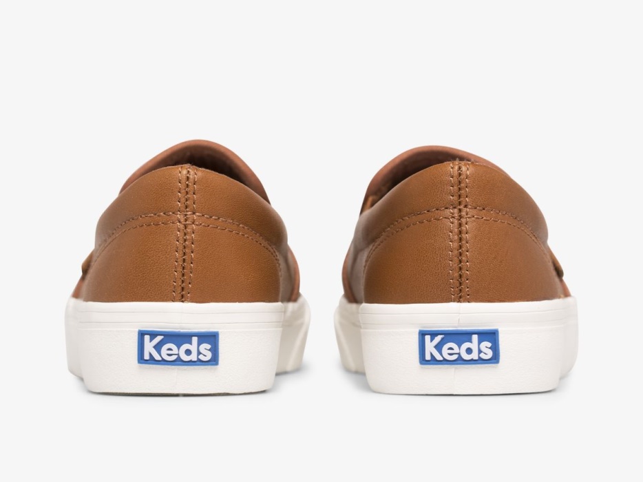 Dames Jump Kick Slip Leer Cognac Keds