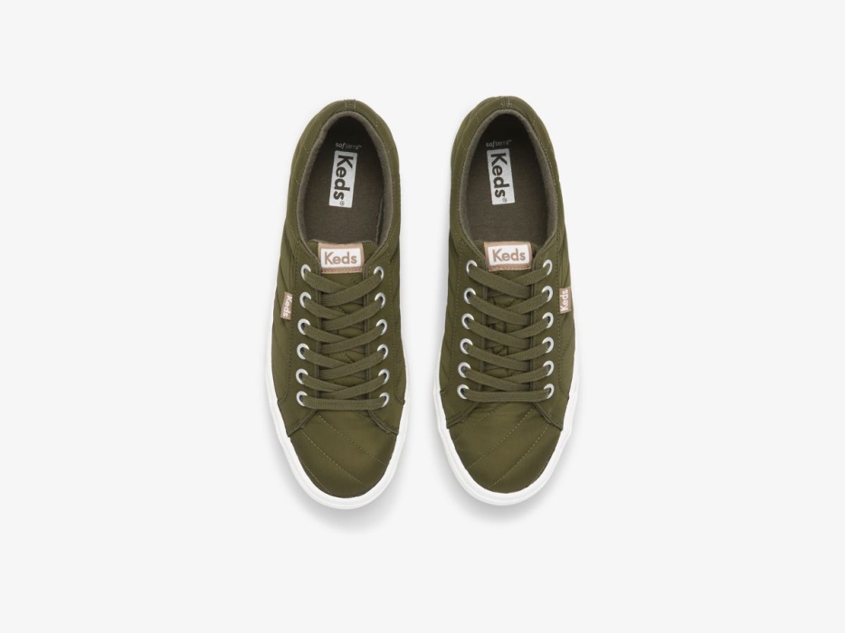 Dames Jump Kick Waterafstotende Gewatteerde Puffer Olijf Keds