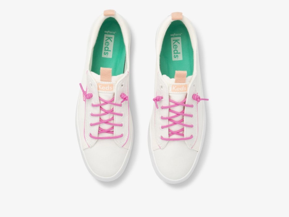 Dames Kickback Canvas Pop Wasbare Witte Keds