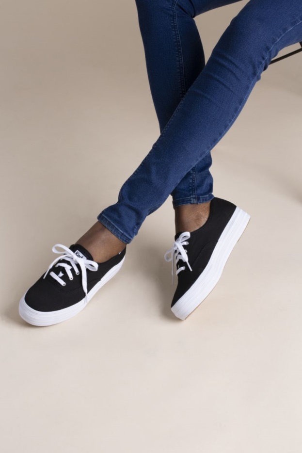 Driedubbele Zwarte Keds Voor Dames