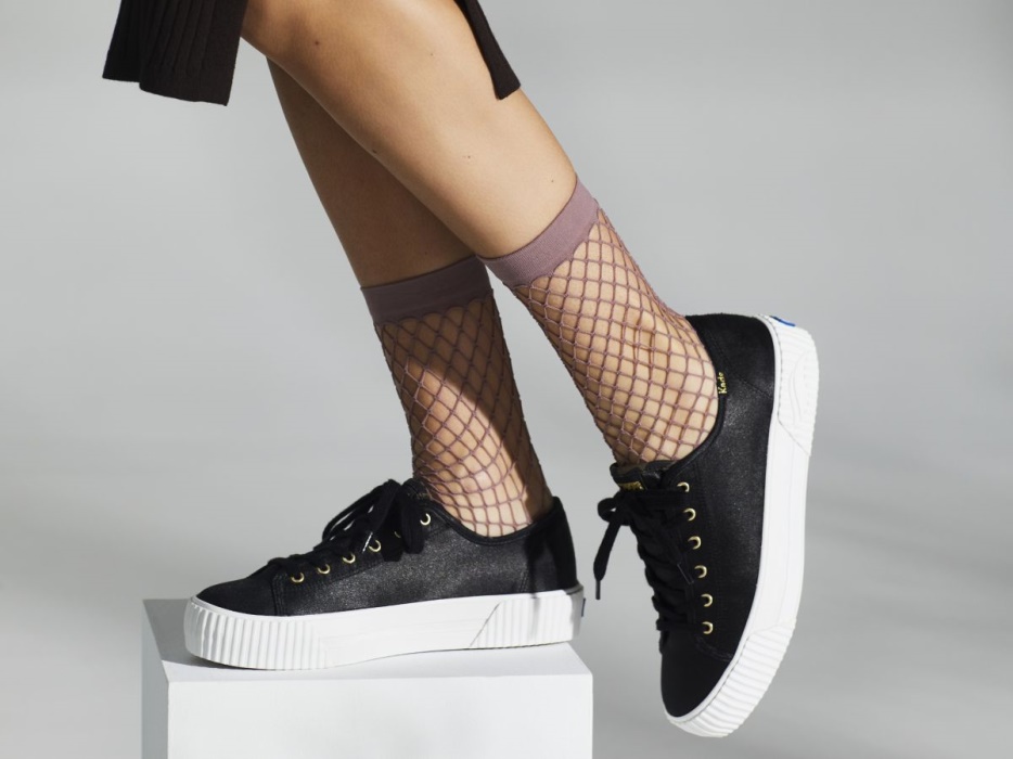 Dames Triple Kick Versterker Satijn Keds Zwart