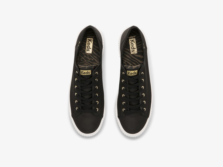 Dames Triple Kick Versterker Satijn Keds Zwart