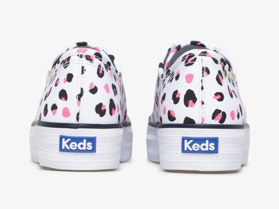 Dames Triple Kick Luipaard Canvas Keds Wit Multi