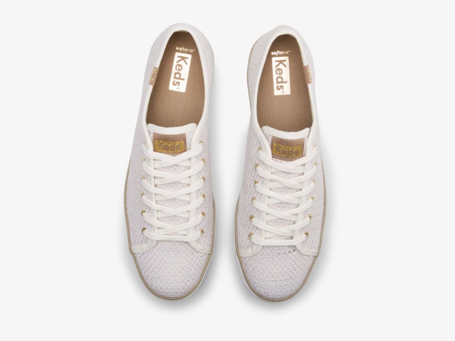 Dames Triple Kick Metallic Geweven Crème Gouden Keds