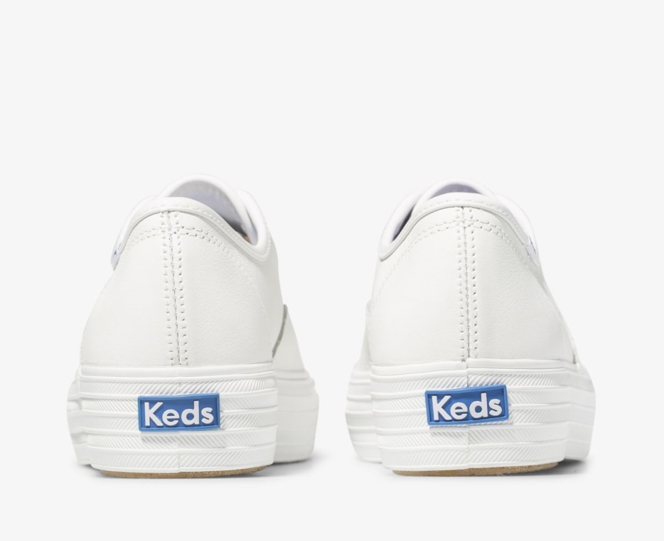 Drievoudige Leren Keds Dames Wit