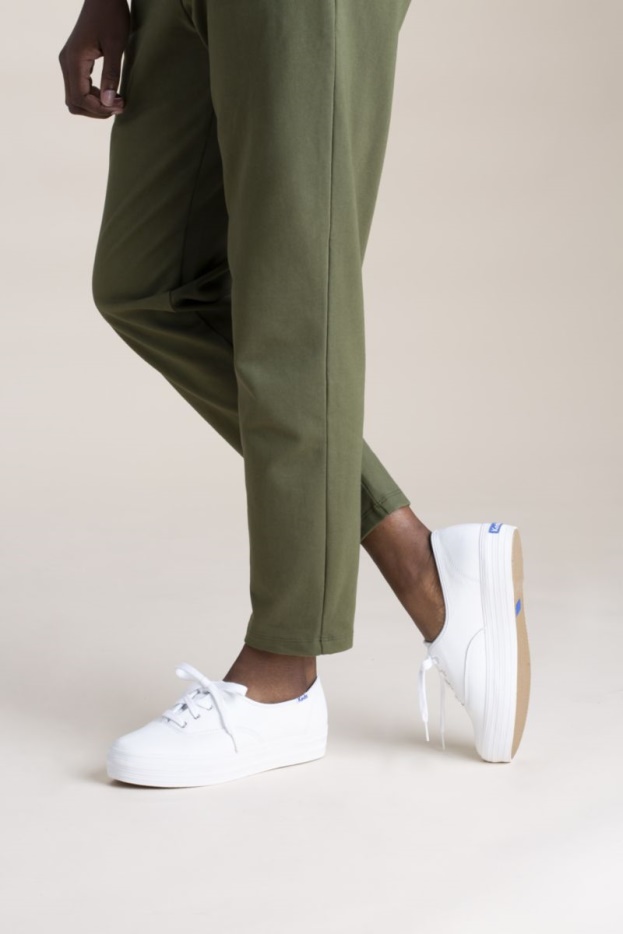 Drievoudige Leren Keds Dames Wit