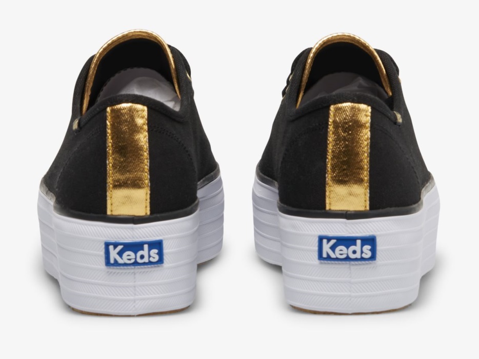 Triple Up Canvas Dames Zwart Goud Keds