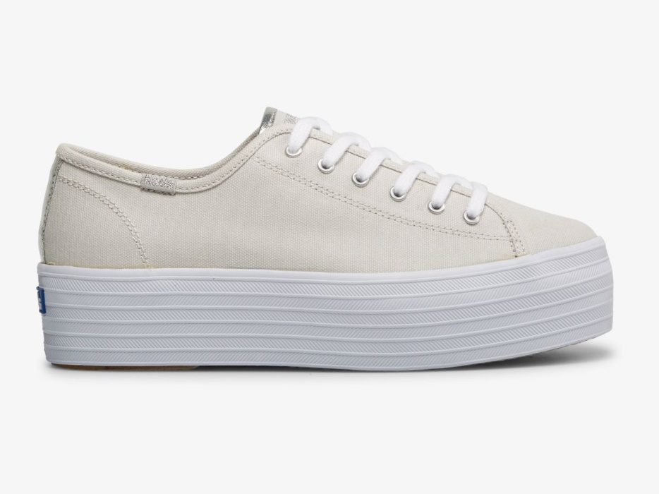 Dames Triple Up Canvas Keds Grijs Zilver