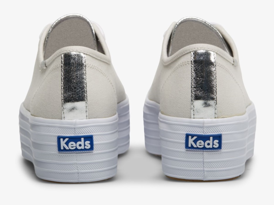 Dames Triple Up Canvas Keds Grijs Zilver