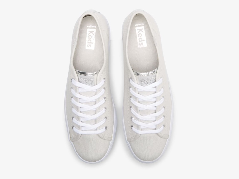 Dames Triple Up Canvas Keds Grijs Zilver