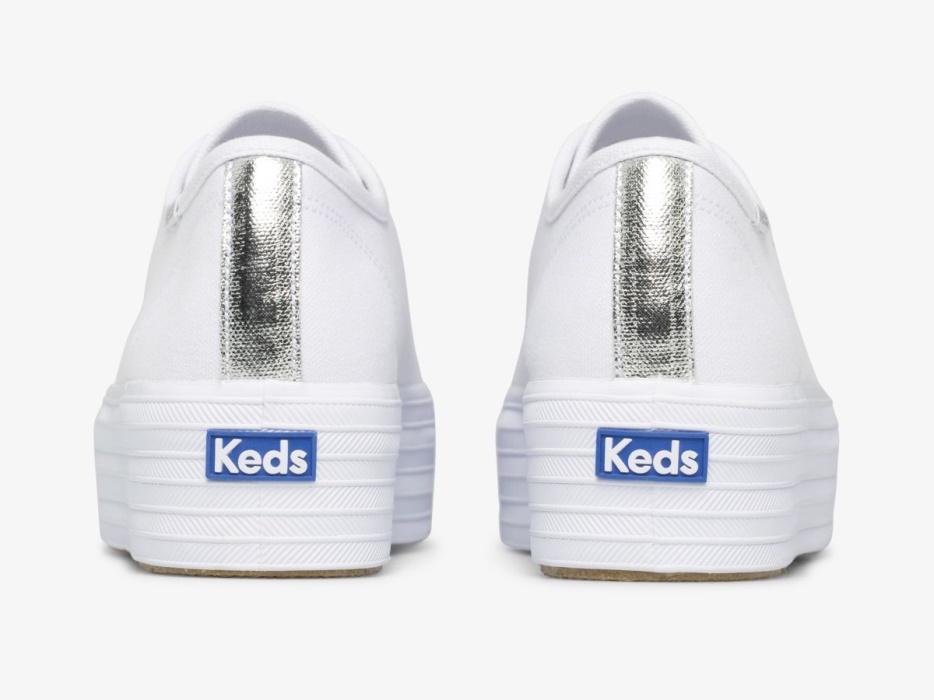 Driedubbele Canvas Keds Dames Wit