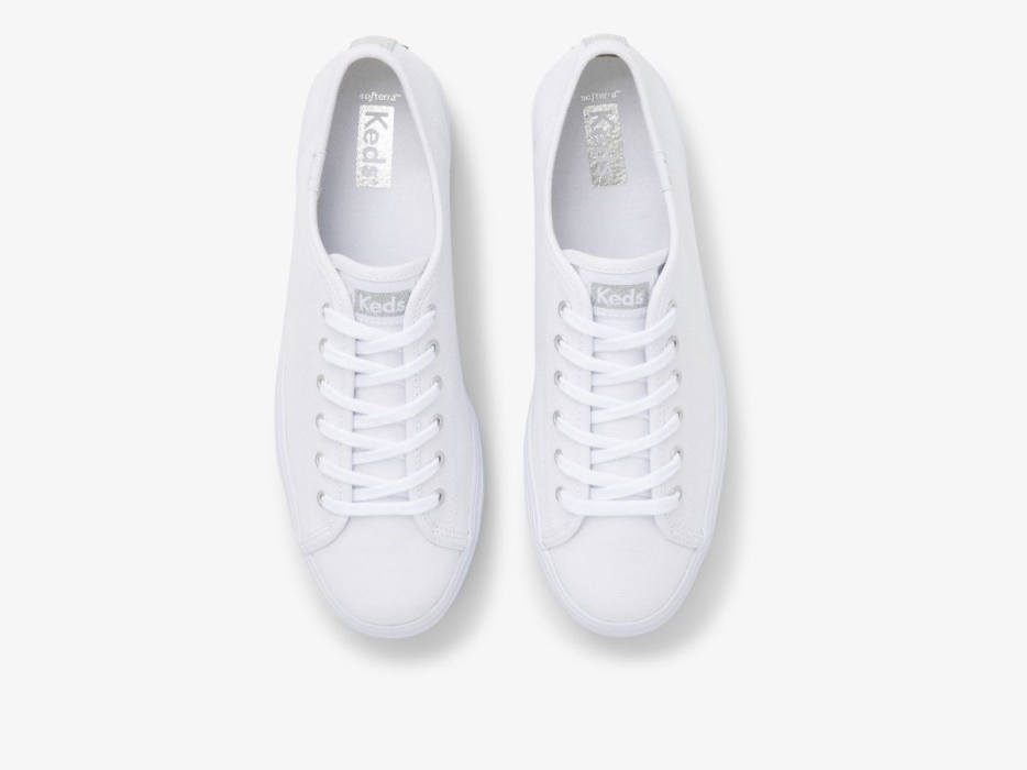 Driedubbele Canvas Keds Dames Wit