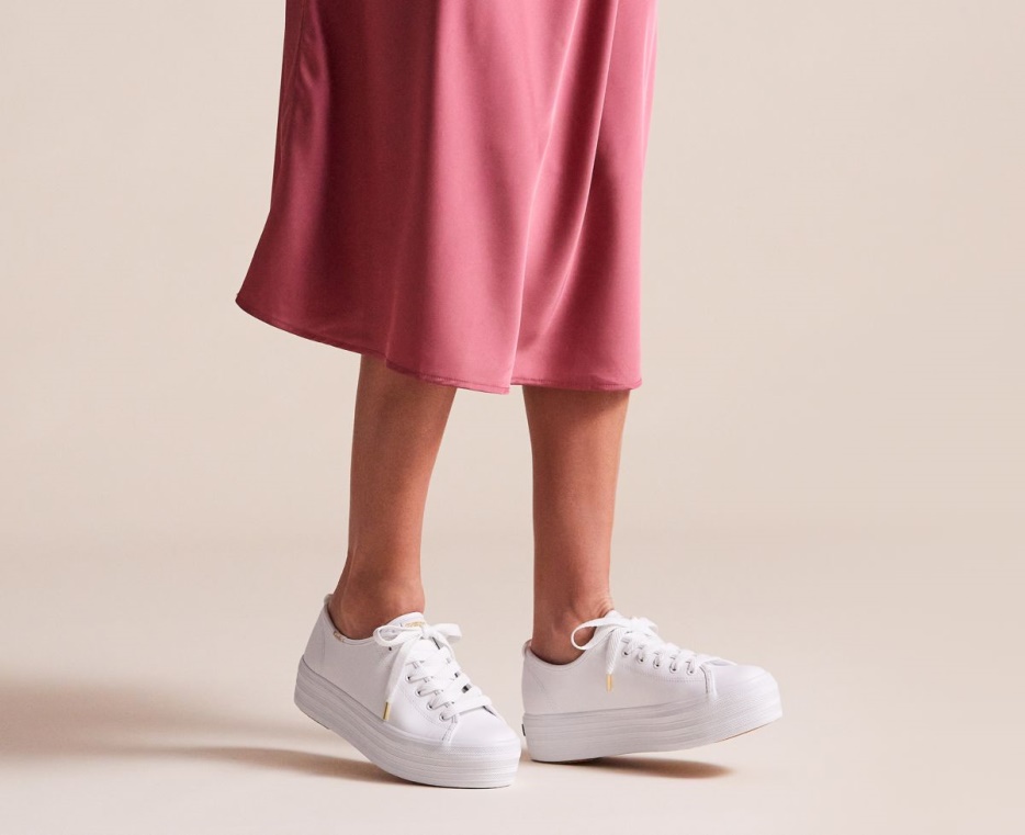 Triple Up Leren Keds Dames Wit