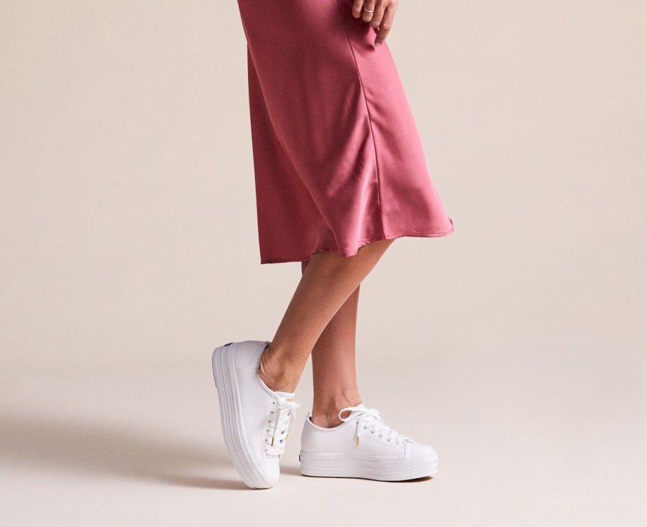 Triple Up Leren Keds Dames Wit