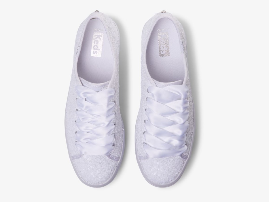 Dames Triple Up Pailletten Witte Keds