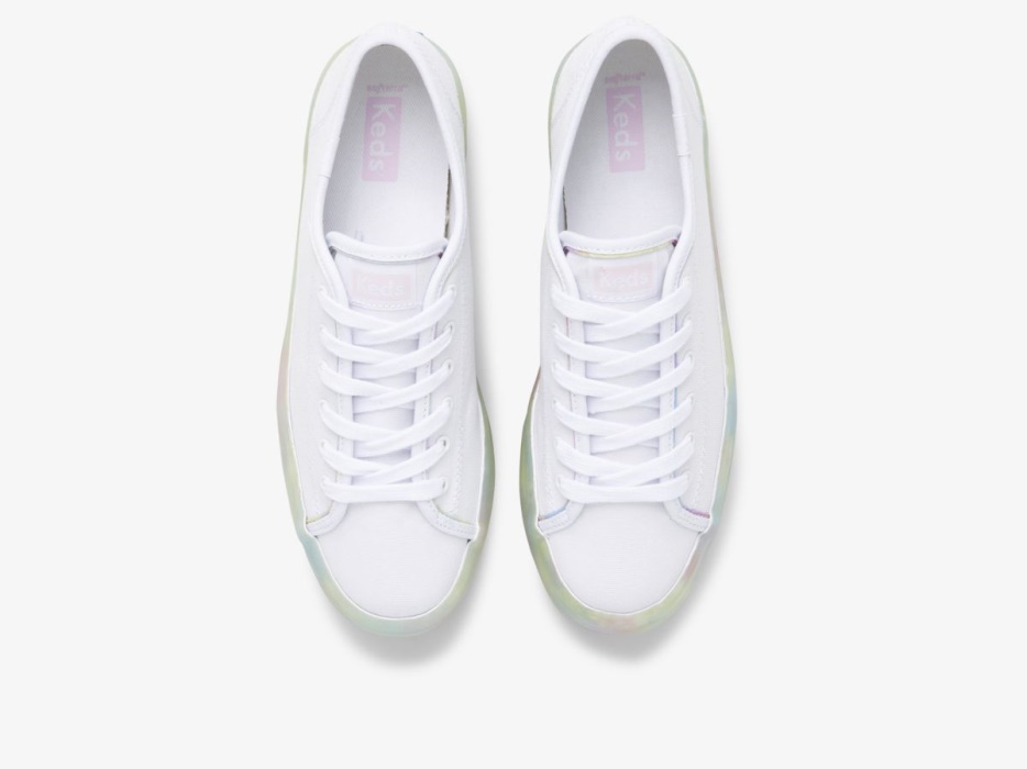 Dames Triple Up Tie Dye Foxing Keds Wit Multi