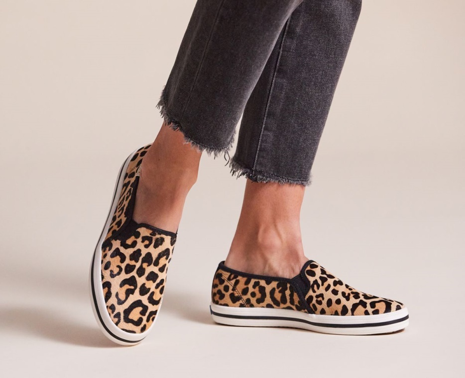 Dames X Kate Spade New York Kalfshaar Slip Op Keds Leopard