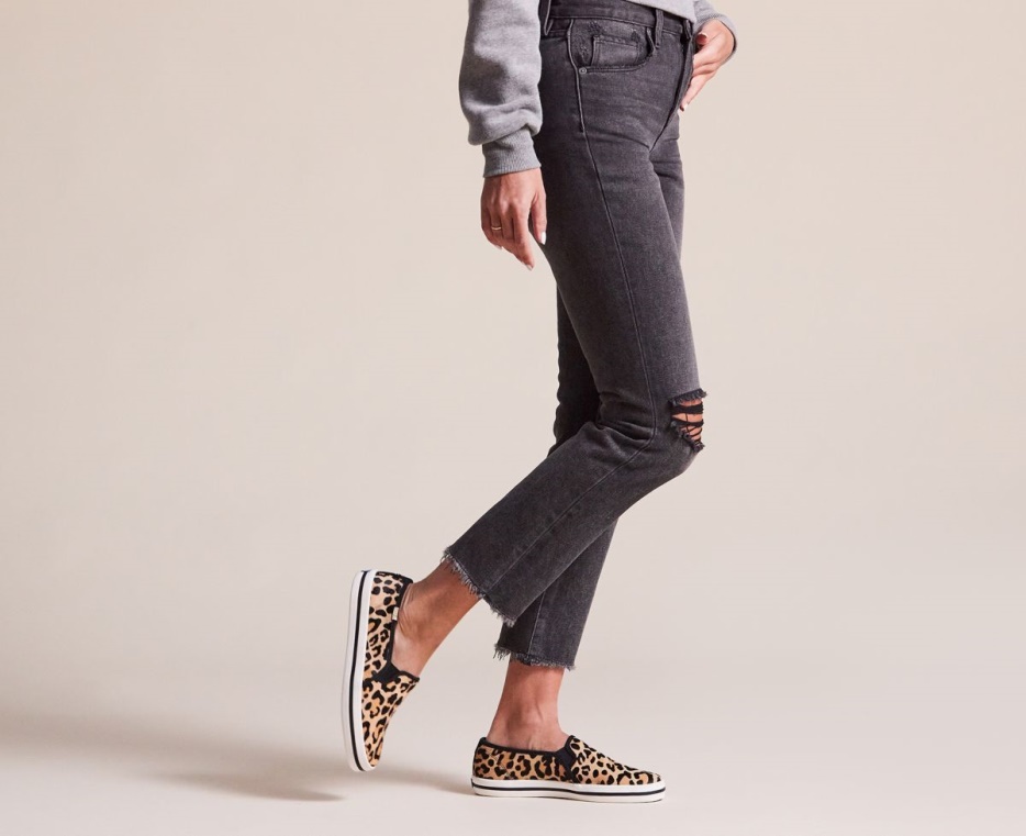 Dames X Kate Spade New York Kalfshaar Slip Op Keds Leopard