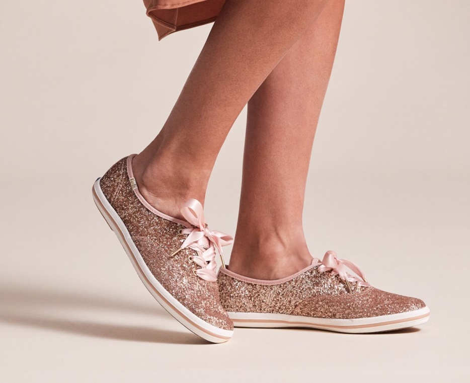 Dames X Kate Spade New York Champion Glitter Keds Rose Gouden Glitter
