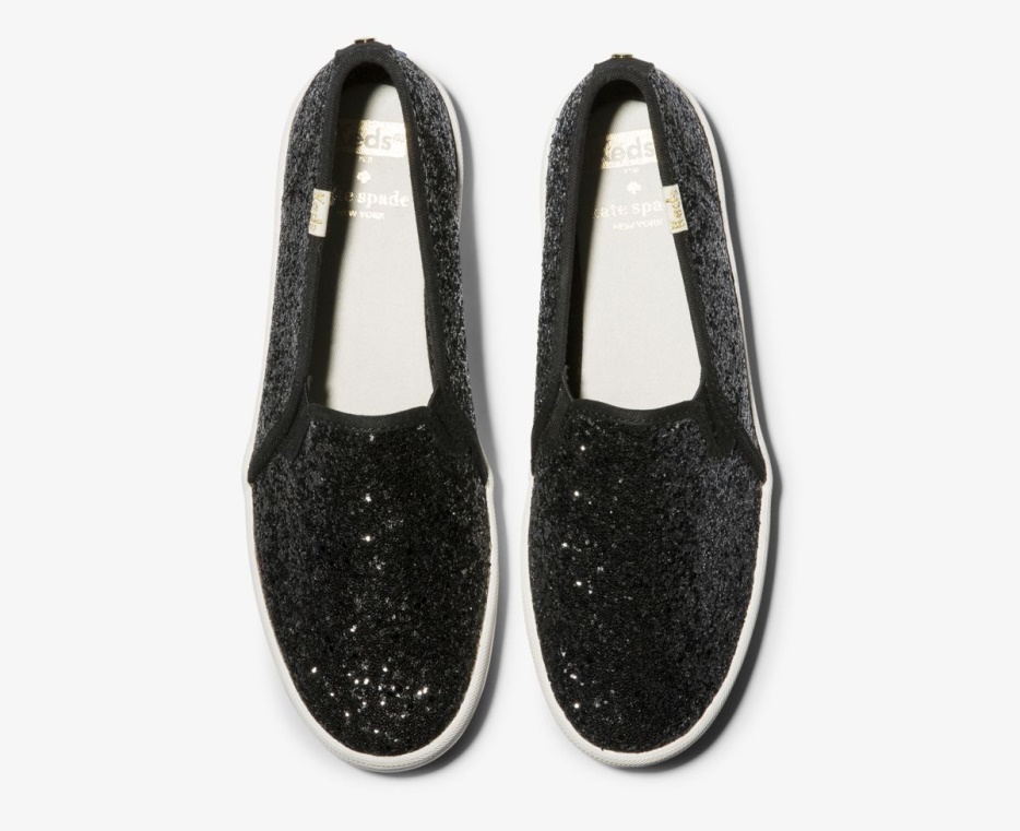 Dames X Kate Spade New York Dubbeldekker Glitter Keds Zwart
