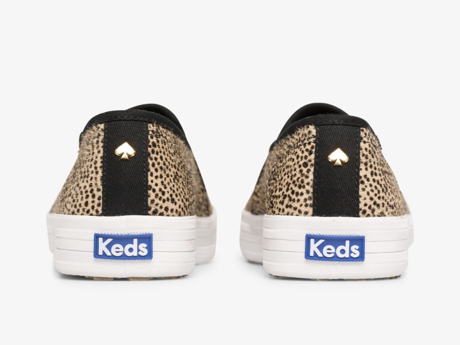 Dames X Kate Spade New York Dubbeldekker Tiny Dot Kalfshaar Tan Zwart Keds