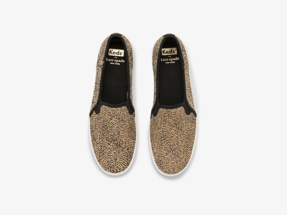 Dames X Kate Spade New York Dubbeldekker Tiny Dot Kalfshaar Tan Zwart Keds