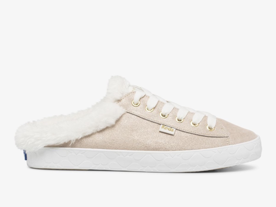 Dames X Kate Spade New York Kickstart Muilezel Bontkraag Glitter Suède Metallic Multi Keds