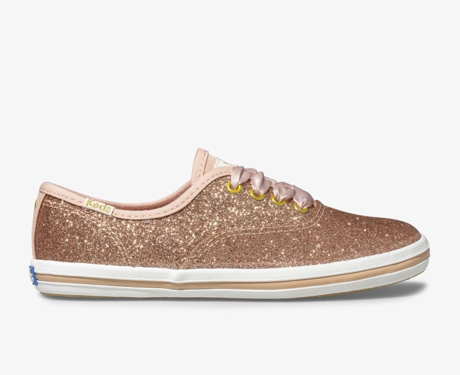 Big Kid's X Kate Spade New York Champion Glitter Sneaker Keds Rose Gold - Afbeelding 1