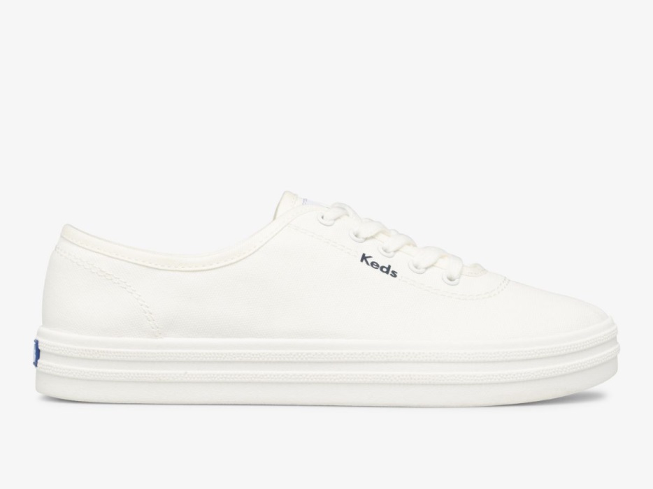 dames_breezie_canvas_witte_keds.jpg Dames Breezie Canvas Witte Keds - Afbeelding 1