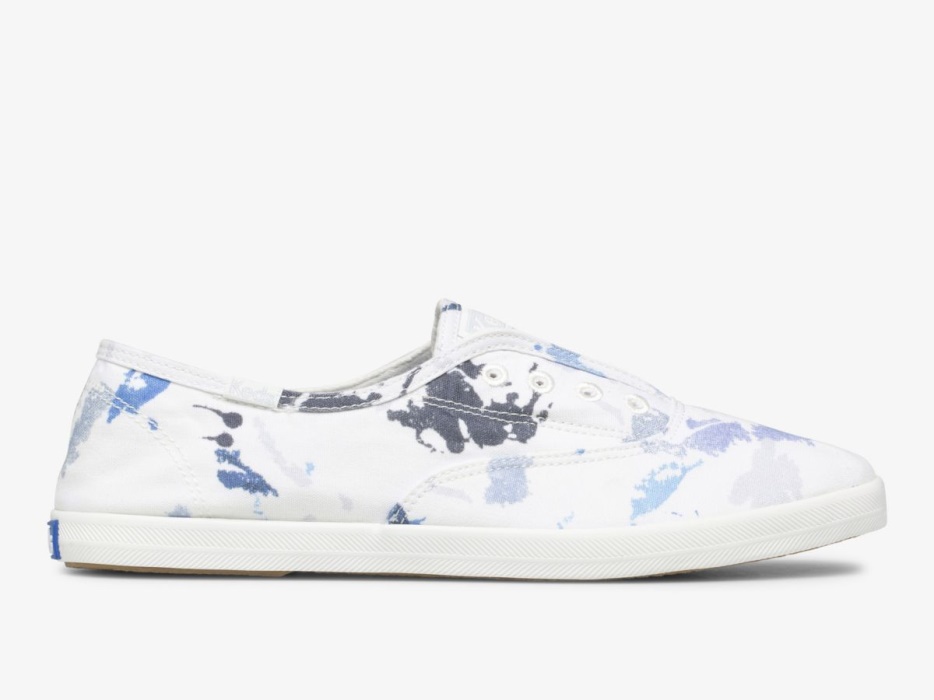 dames_chillax_splatter_twill_keds_wit_blauw.jpg Dames Chillax Splatter Twill Keds Wit Blauw - Afbeelding 1