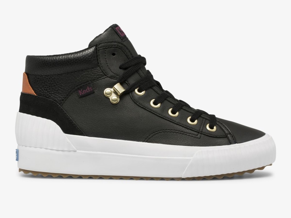 dames_demi_mid_trx_leer_zwart_keds.jpg Dames Demi Mid Trx Leer Zwart Keds - Afbeelding 1