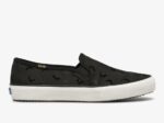 Dames Dubbeldekker Flocked Spot Nylon Keds Zwart