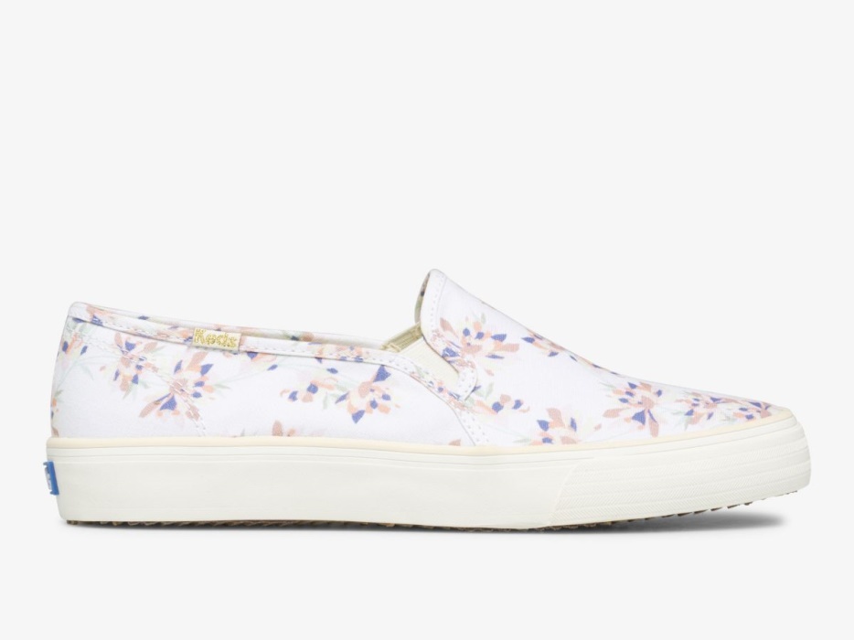 dames_dubbeldekker_lente_bloemen_creme_keds.jpg Dames Dubbeldekker Lente Bloemen Crème Keds - Afbeelding 1