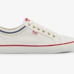 Dames Jump Kick Rib Gebreide Kraag Keds Wit/rood