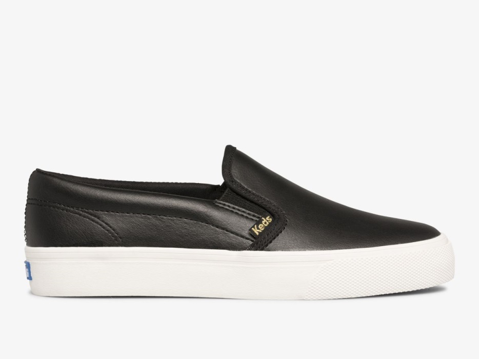 dames_jump_kick_slip_leer_keds_zwart.jpg Dames Jump Kick Slip Leer Keds Zwart - Afbeelding 1
