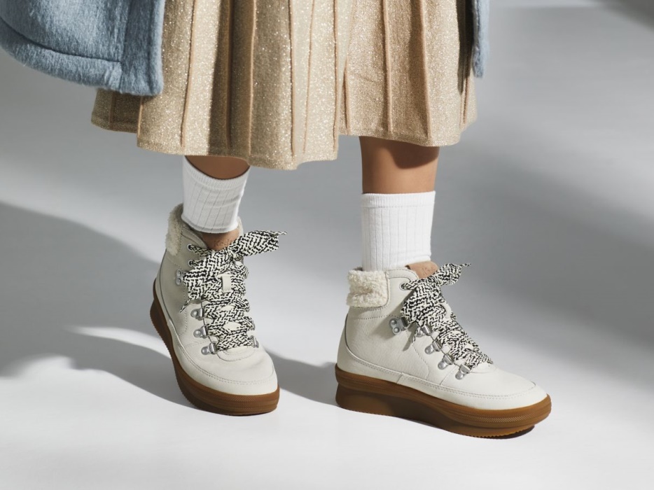 Dames Midland Laars Luxe Leer Faux Shearling En Thinsulatetrade Cream Keds - Afbeelding 2