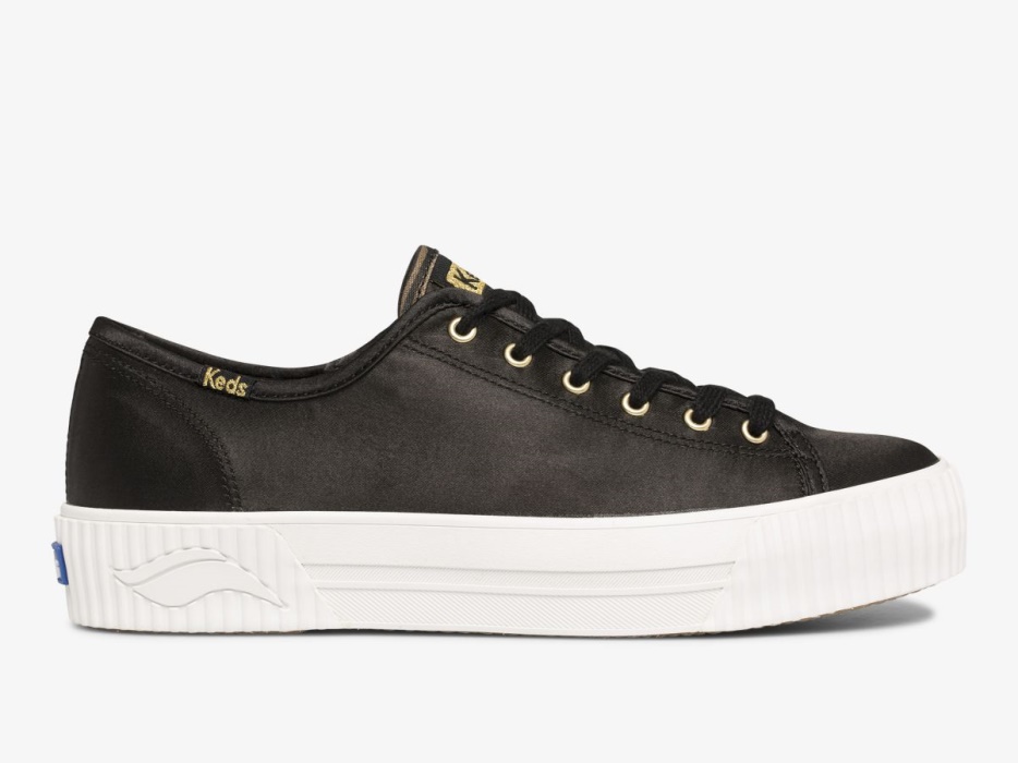 dames_triple_kick_versterker_satijn_keds_zwart.jpg Dames Triple Kick Versterker Satijn Keds Zwart - Afbeelding 1