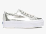 Dames Triple Up Metallic Twill Zilver Keds