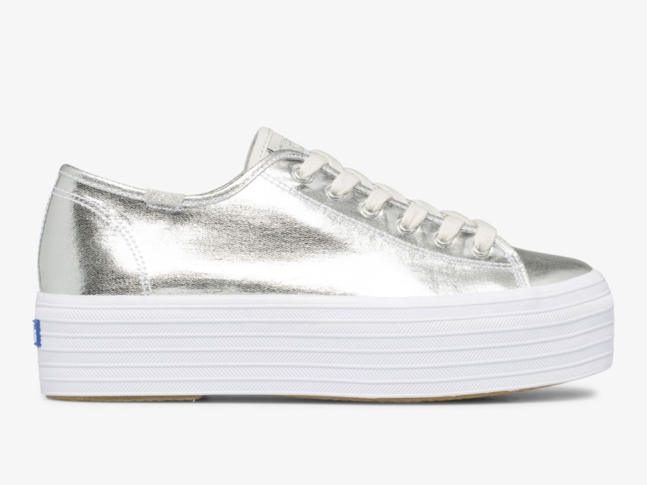 dames_triple_up_metallic_twill_zilver_keds.jpg Dames Triple Up Metallic Twill Zilver Keds - Afbeelding 1