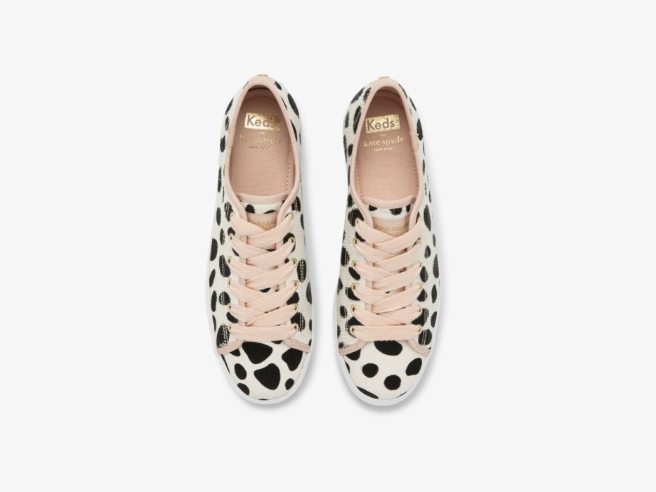 Dames X Kate Spade New York Triple Kick Oversized Dot Kalfshaar Keds Wit Roze - Afbeelding 3