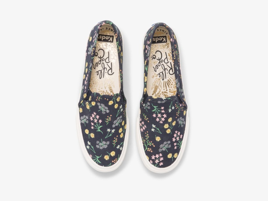 Dames X Rifle Paper Co. Dubbeldekker Petite Fleurs Bedrukte Indigo Keds - Afbeelding 4