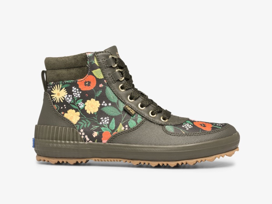 Dames X Rifle Paper Co. Scoutslaars Waterafstotend Botanisch Canvas Thinsulatetrade Olijf Keds - Afbeelding 1