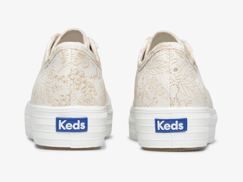 Dames X Rifle Paper Co. Triple Kick Colette Jacquard Ivoor Keds - Afbeelding 2