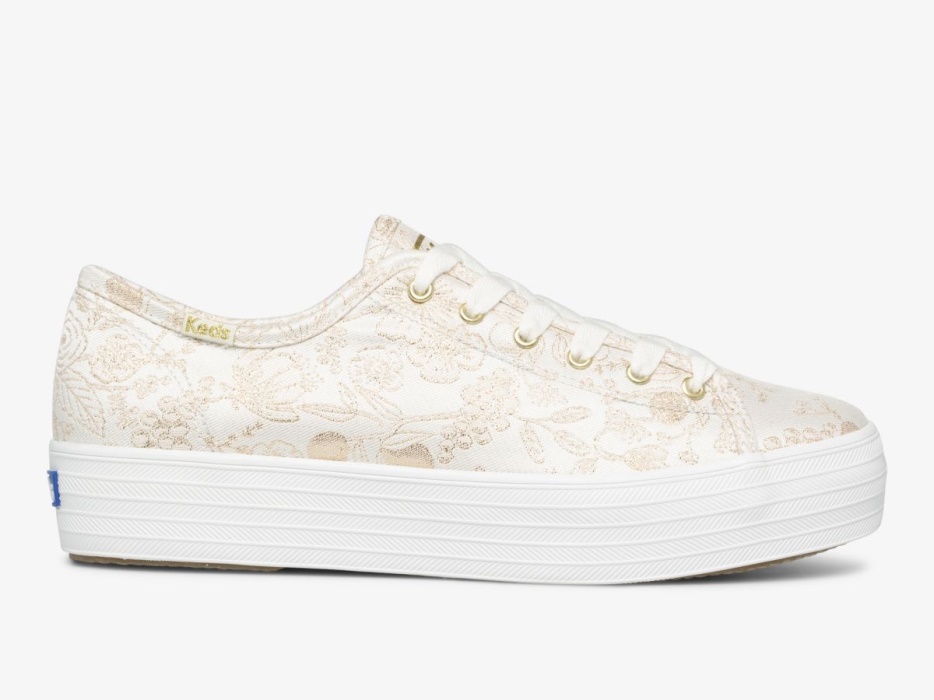 Dames X Rifle Paper Co. Triple Kick Colette Jacquard Ivoor Keds - Afbeelding 1