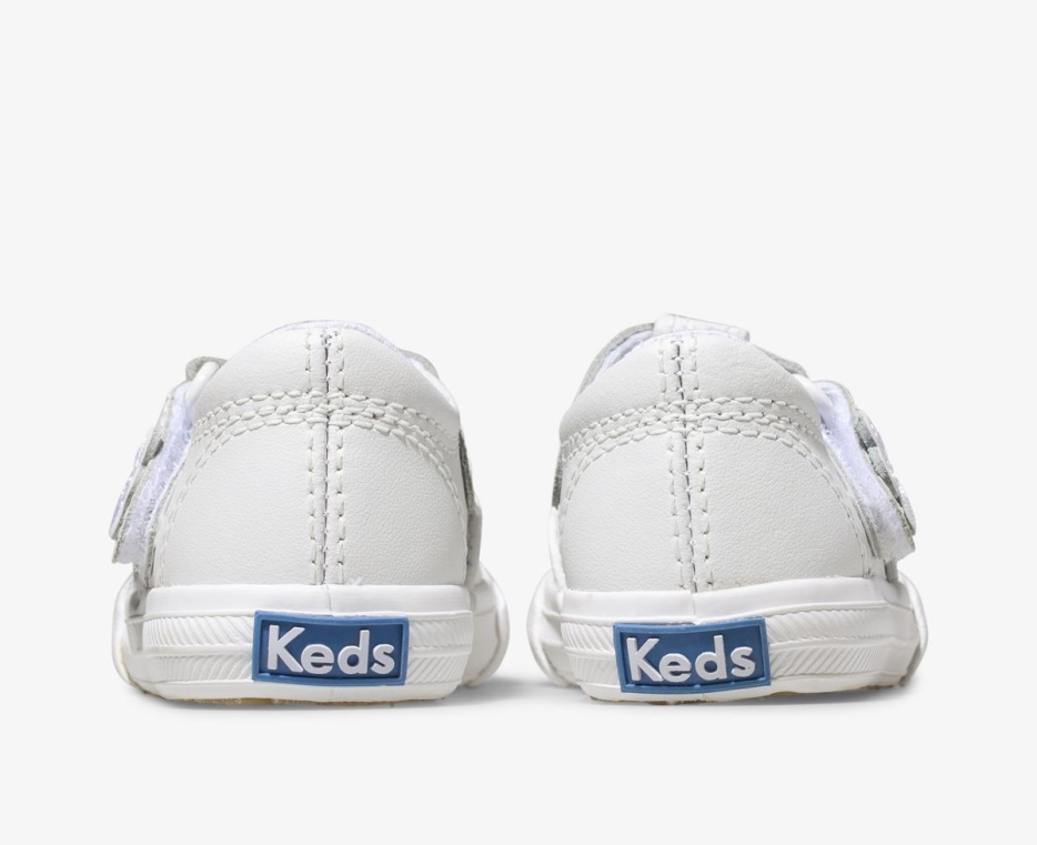 Daphne T-strap Leren Sneaker Voor Grote Kinderen Wit Keds - Afbeelding 2