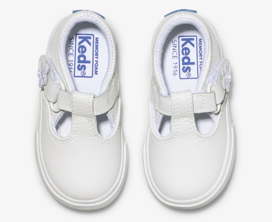 Daphne T-strap Leren Sneaker Voor Grote Kinderen Wit Keds - Afbeelding 3